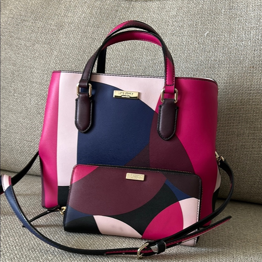 Kate Spade Pink and Black Geometric Tote Bag
